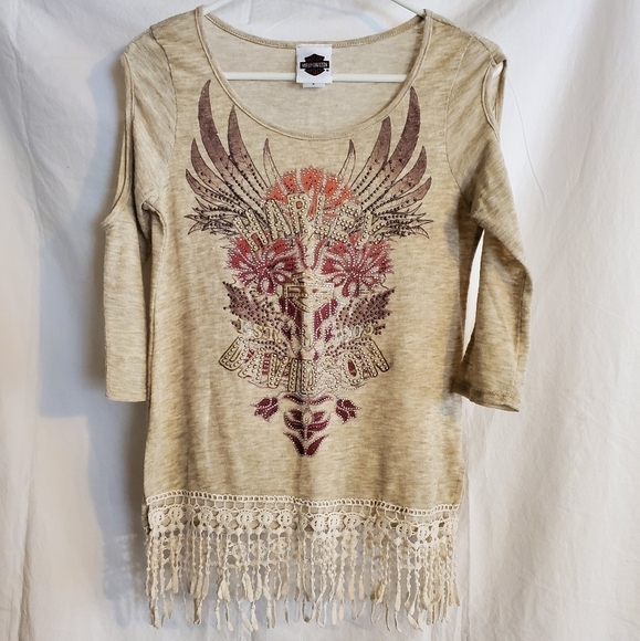 Harley Davidson Floral Americana Embellished top - Picture 3 of 9